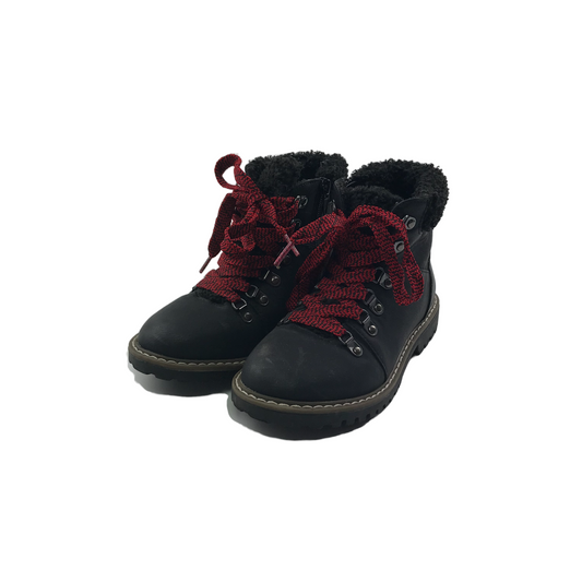 Primark Winter Boots Shoe Size 13 junior Black with Red Laces