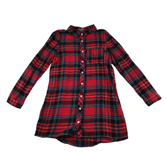 Matalan Shirt Dress Age 10 Red Multicolour Check Button Up