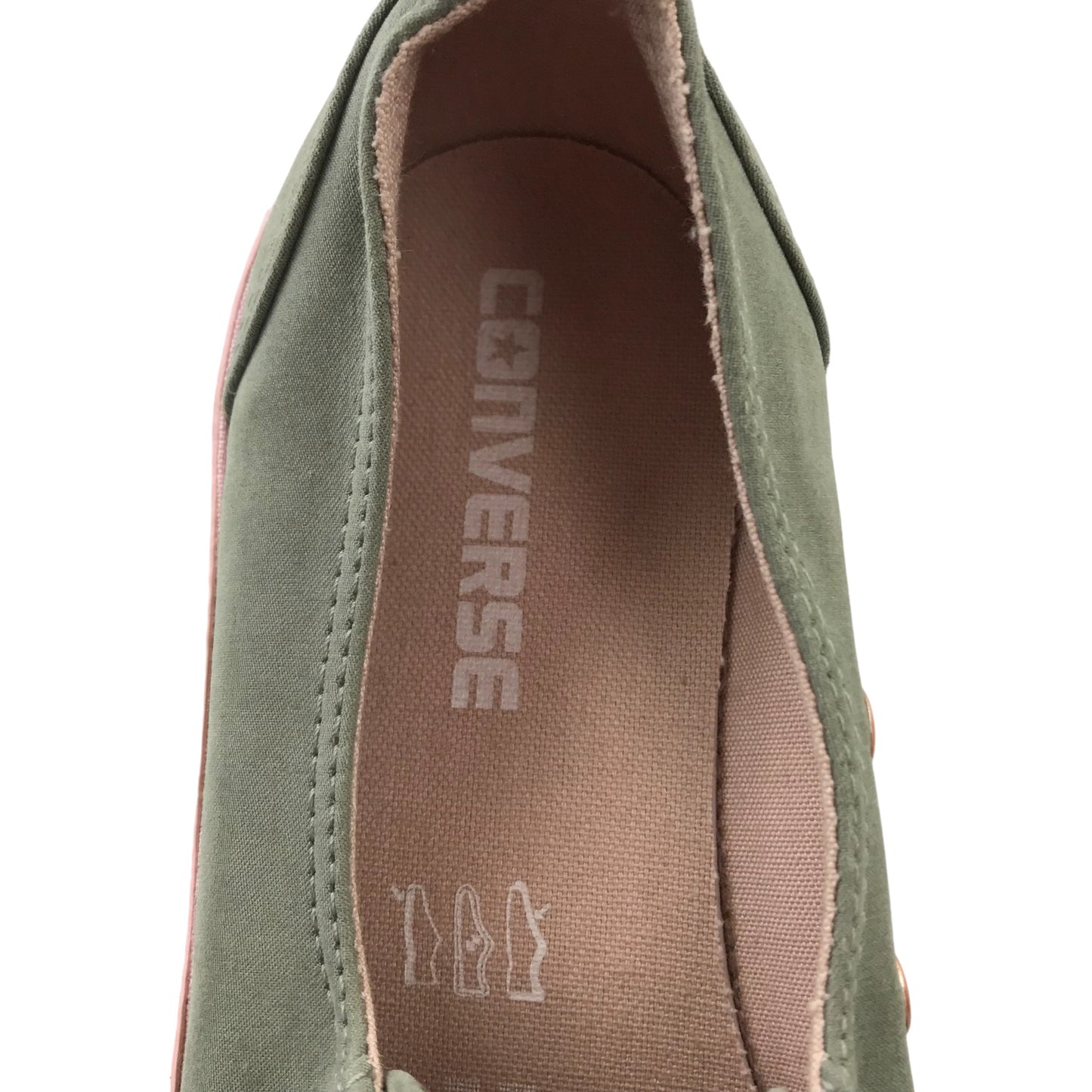Converse Trainers Shoe Size 3.5 Khaki Green Ballet Style Lace Slip