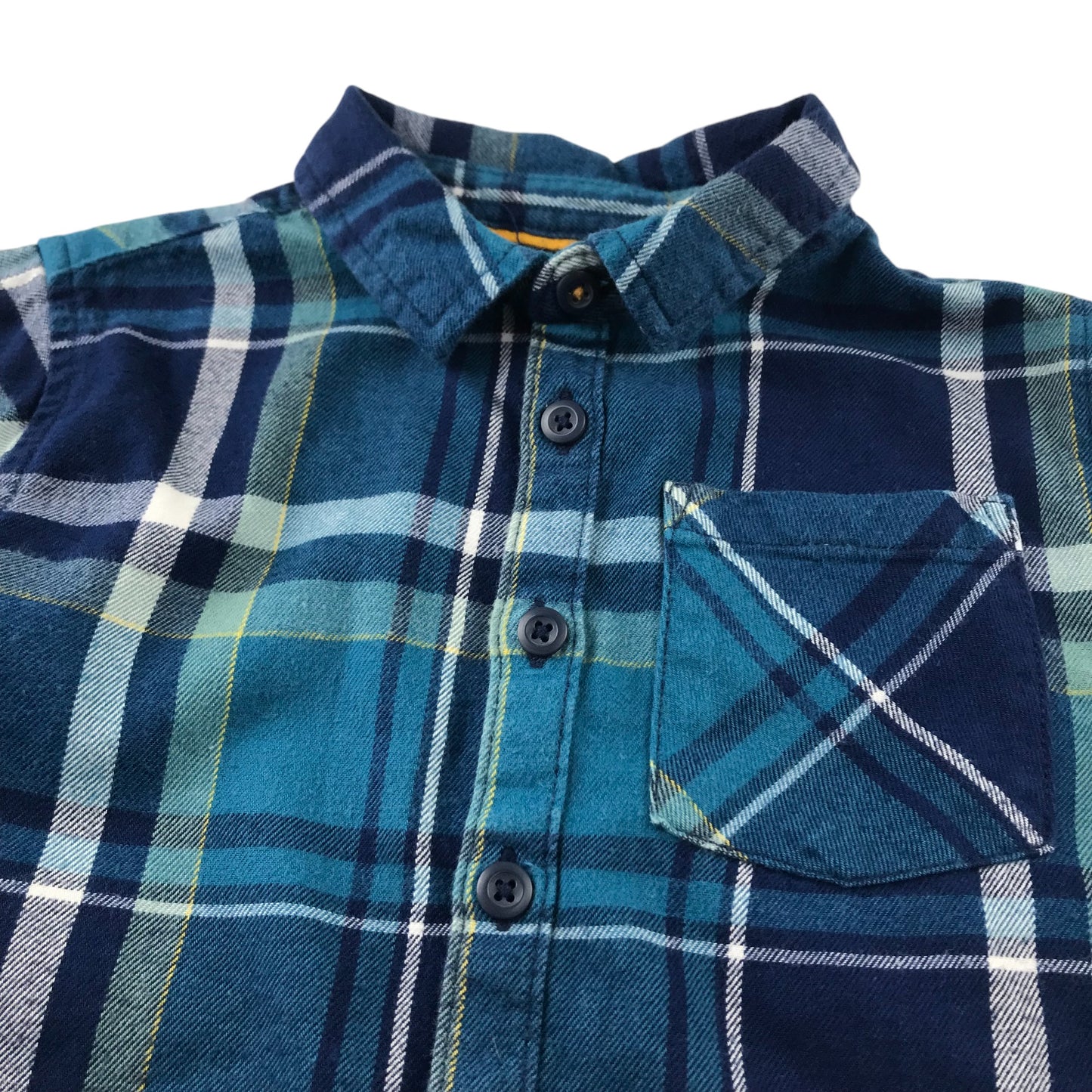 F&F Shirt 5-6 Years Blue Checked Button Up Cotton