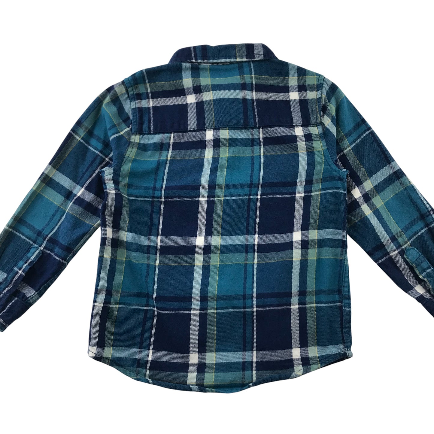 F&F Shirt 5-6 Years Blue Checked Button Up Cotton