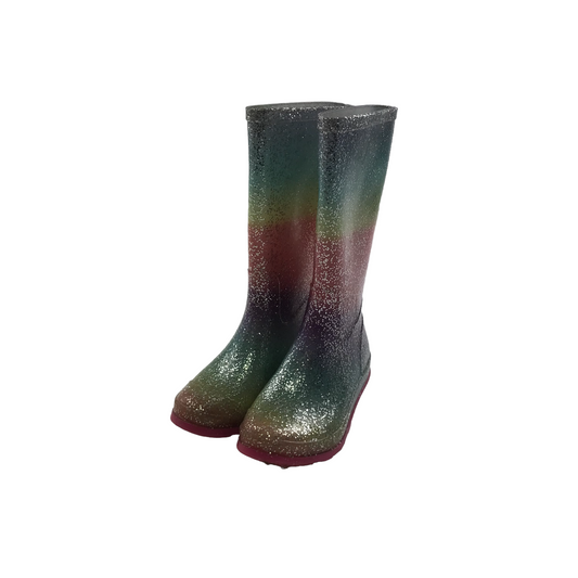 Next Sparkly Rainbow Colour Calf Height Wellies Shoe Size 10 junior