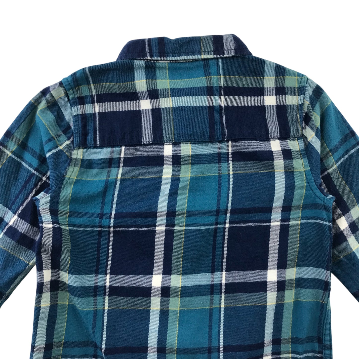 F&F Shirt 5-6 Years Blue Checked Button Up Cotton