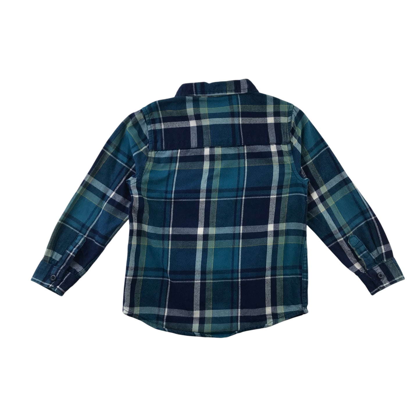 F&F Shirt 5-6 Years Blue Checked Button Up Cotton