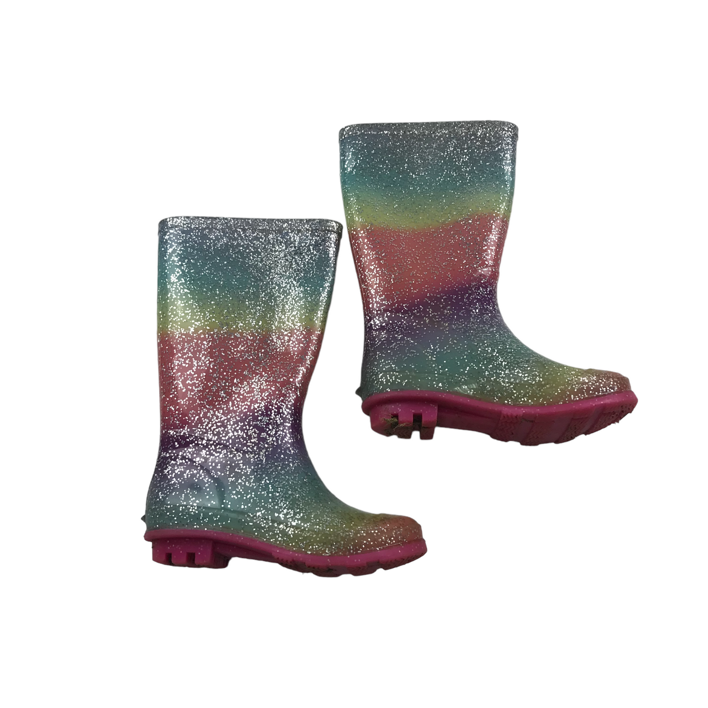 Next Sparkly Rainbow Colour Calf Height Wellies Shoe Size 10 junior
