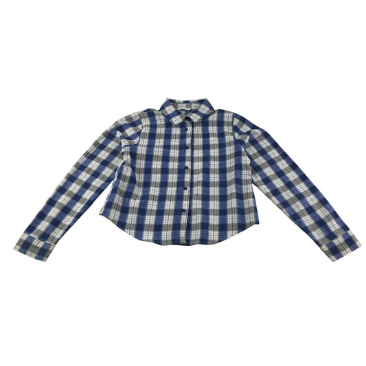 Matalan shirt 11-12 years blue and white checked pattern cropped blouse