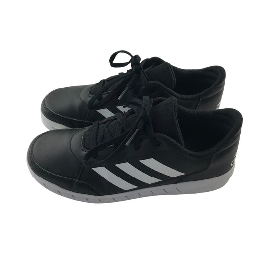 Adidas trainers shoe size UK 3 black with white three stripes and laces