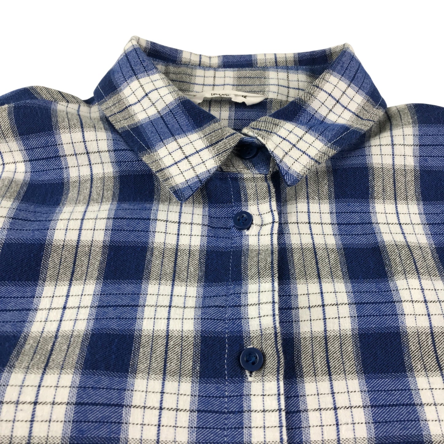 Matalan shirt 11-12 years blue and white checked pattern cropped blouse