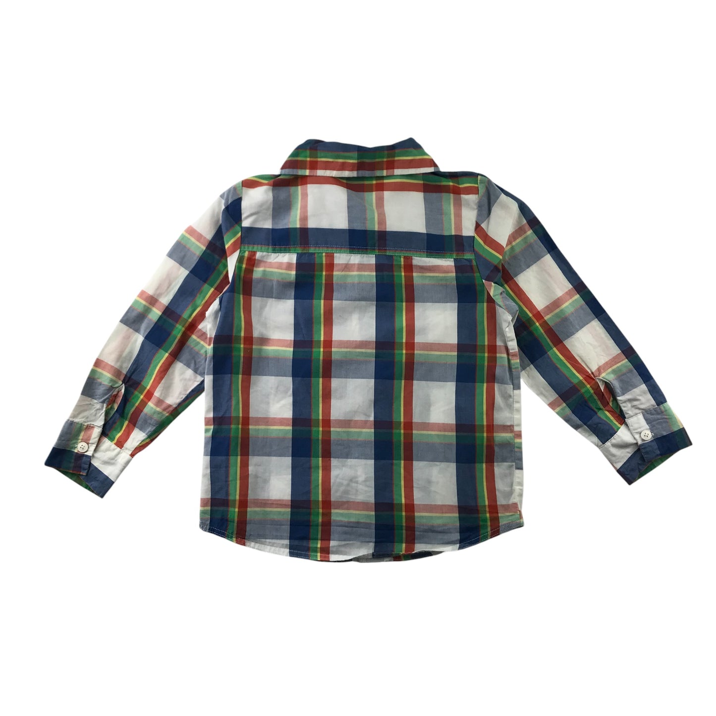 Tu Shirt 5-6 Years White and Orange Checked Button-up Cotton