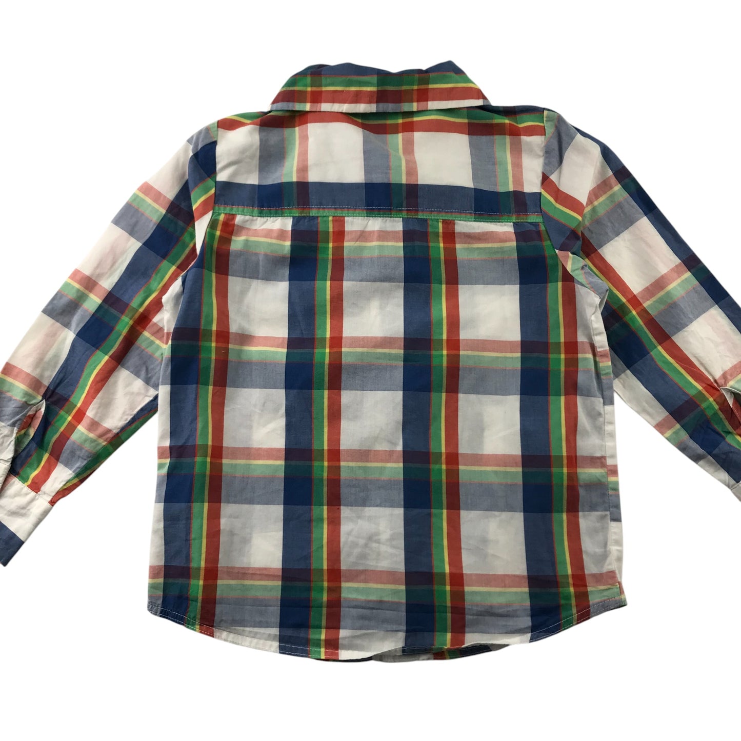 Tu Shirt 5-6 Years White and Orange Checked Button-up Cotton