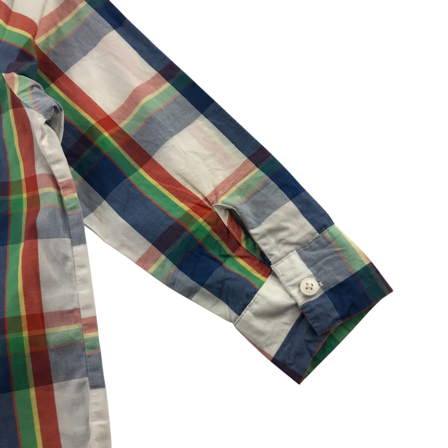 Tu Shirt 5-6 Years White and Orange Checked Button-up Cotton