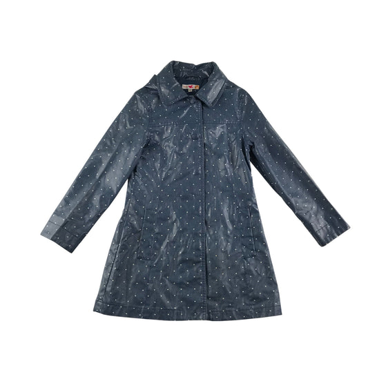 M&S rain coat 7-8 years blue polka dot A-line