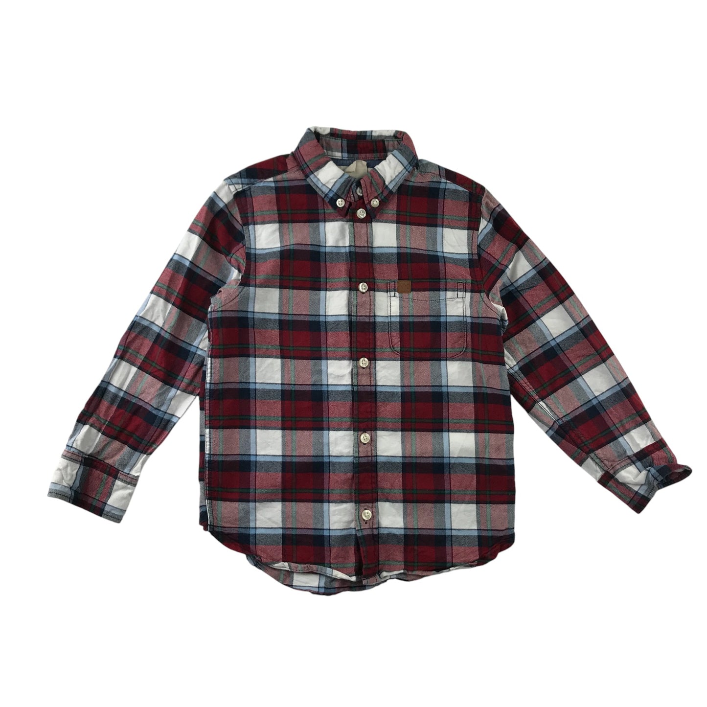 H&M Shirt 5-6 years Red and White Checked Button-Up Cotton