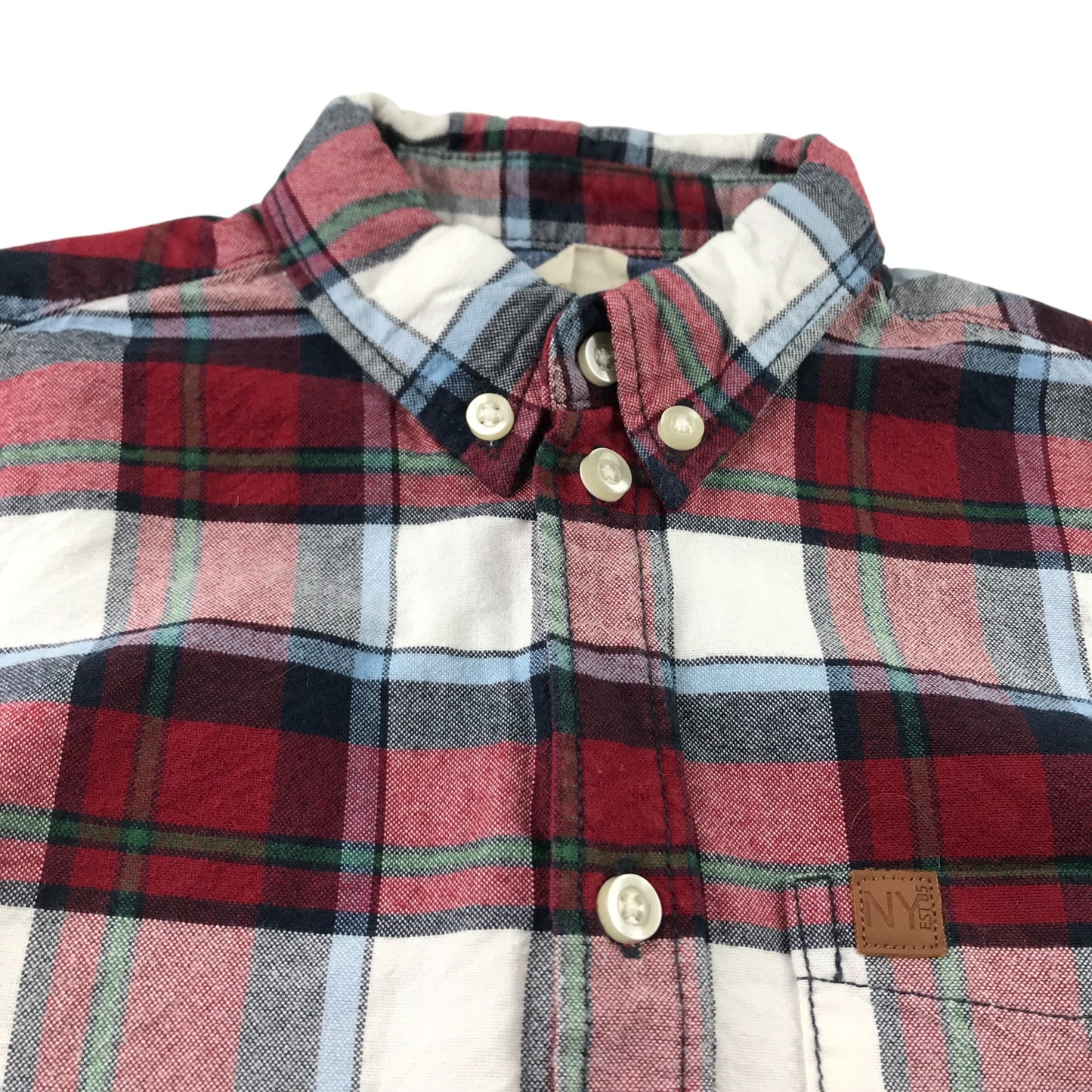 H&M Shirt 5-6 years Red and White Checked Button-Up Cotton