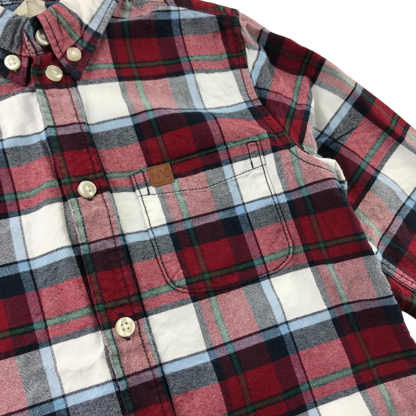 H&M Shirt 5-6 years Red and White Checked Button-Up Cotton