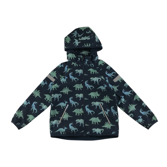 H&M light jacket 7-8 years navy blue dinosaurs fleece lined