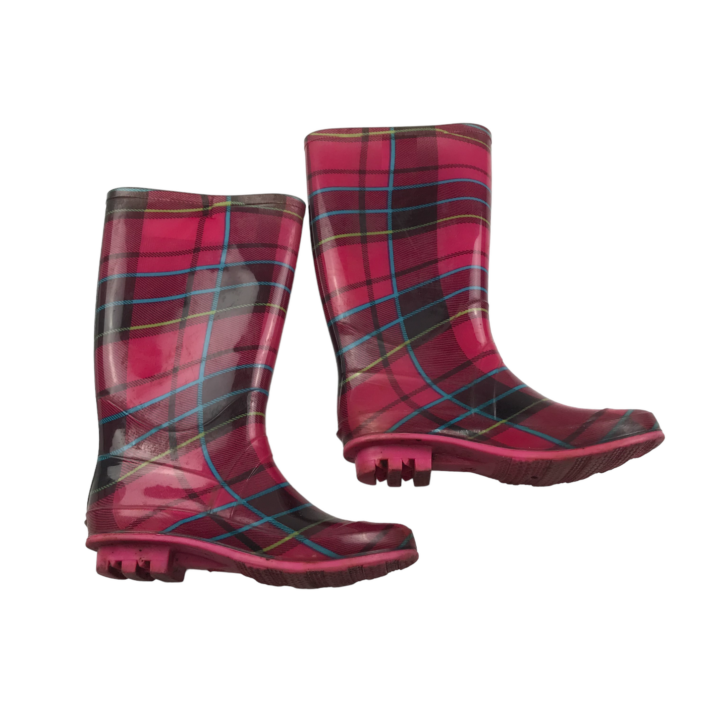 Pink Checked Calf Height Wellies Shoe Size 1