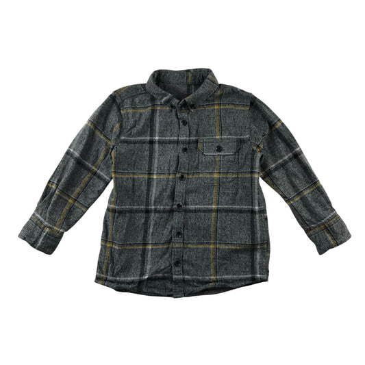 Matalan Shirt 5-6 Years Grey and Yellow Checked Button-Up