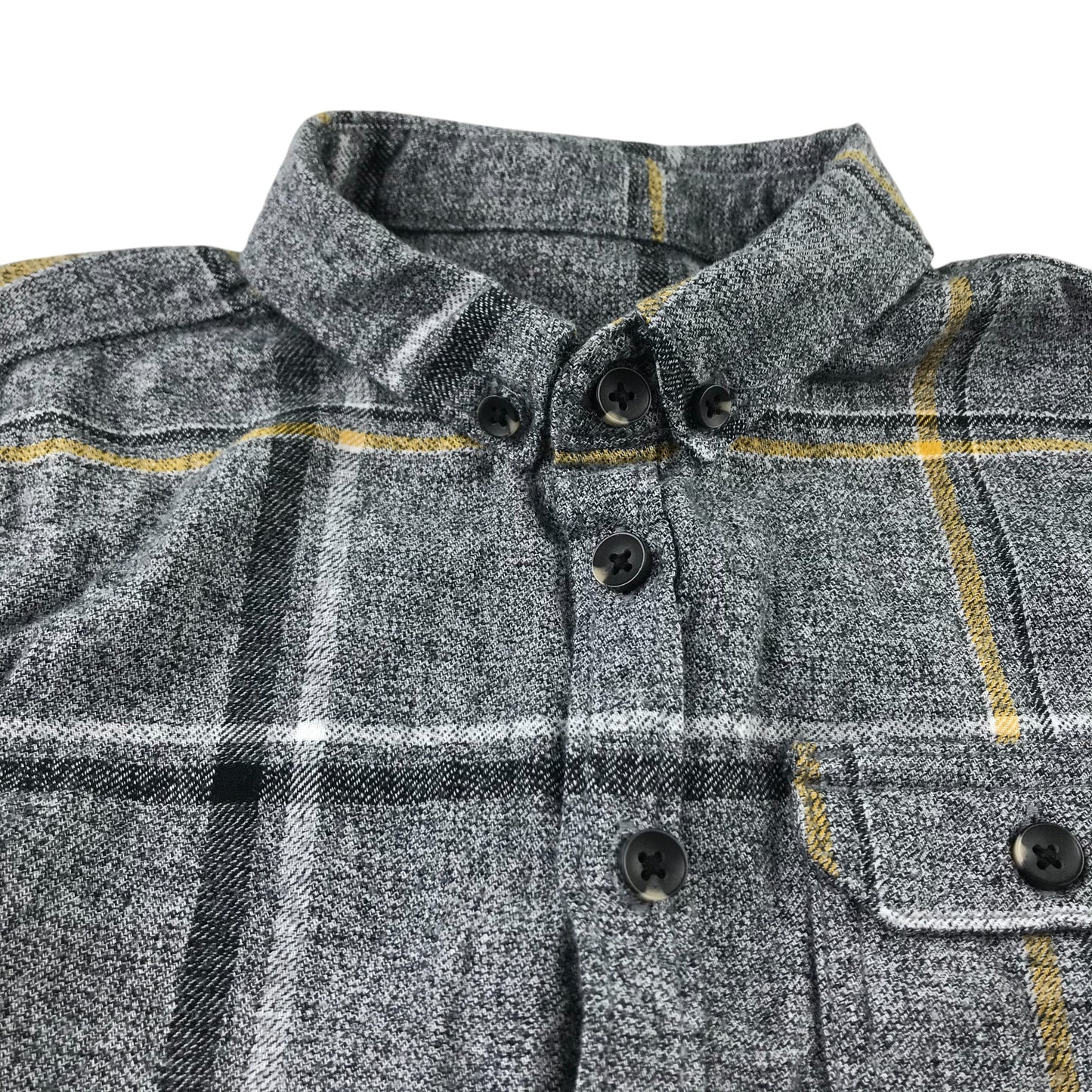 Matalan Shirt 5-6 Years Grey and Yellow Checked Button-Up