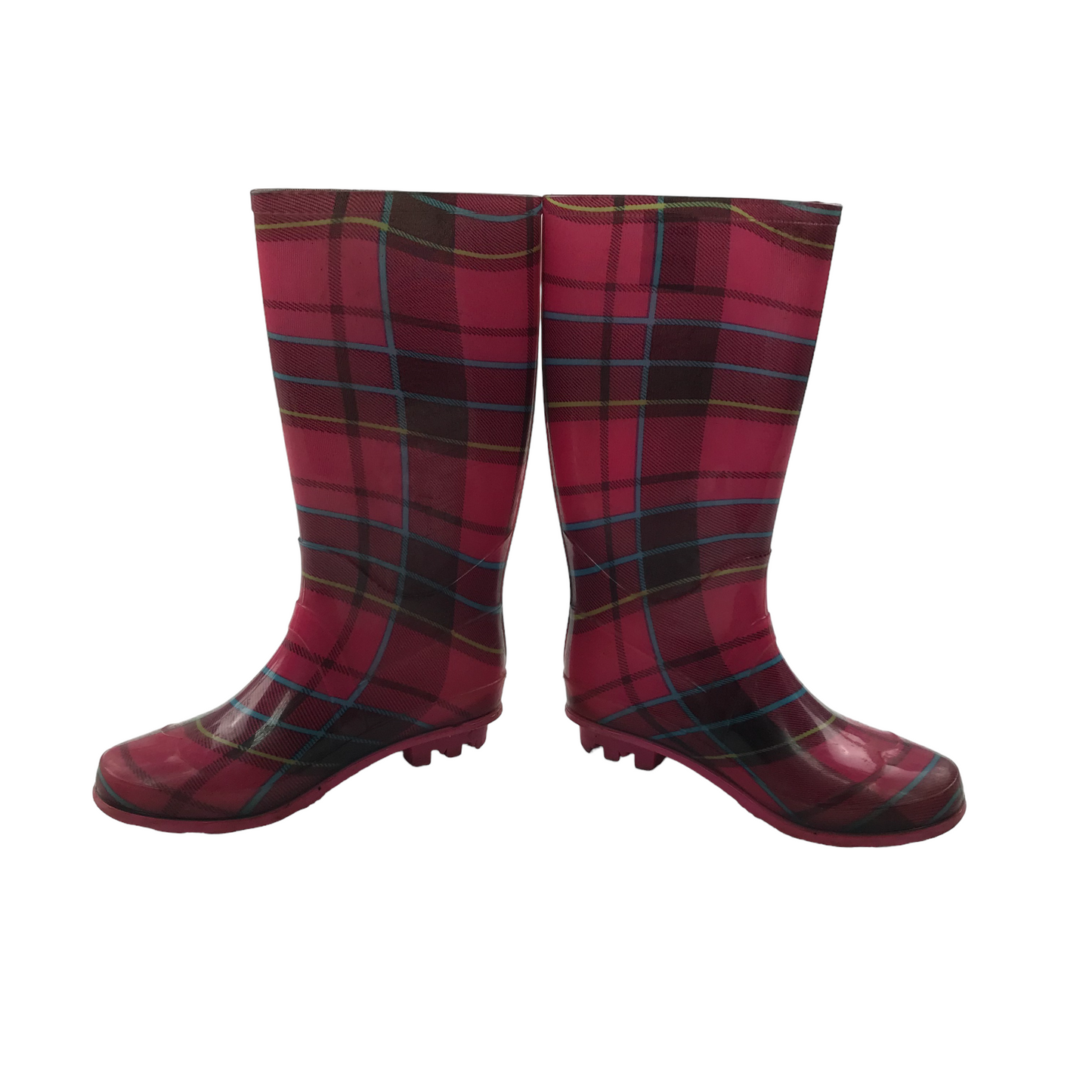Pink Checked Calf Height Wellies Shoe Size 1