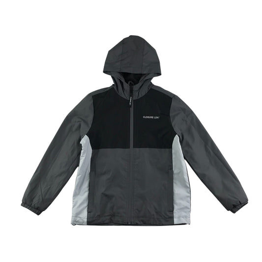 Closure jacket 8-9 years grey and black panelled windbreaker