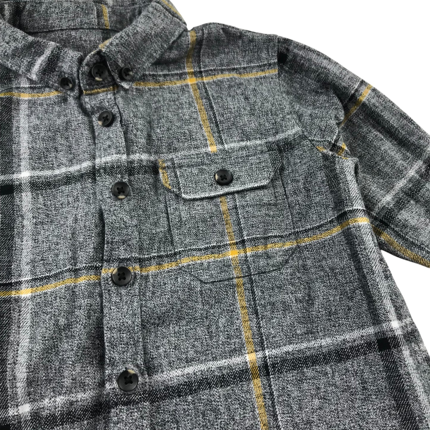 Matalan Shirt 5-6 Years Grey and Yellow Checked Button-Up