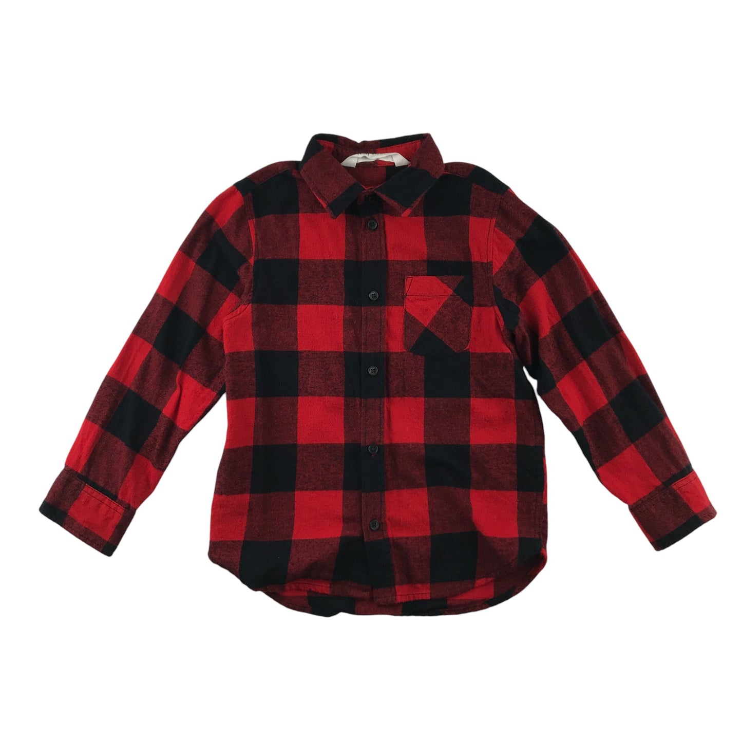 H&M Shirt 5-6 Years Red and Black Checked Button-Up Cotton