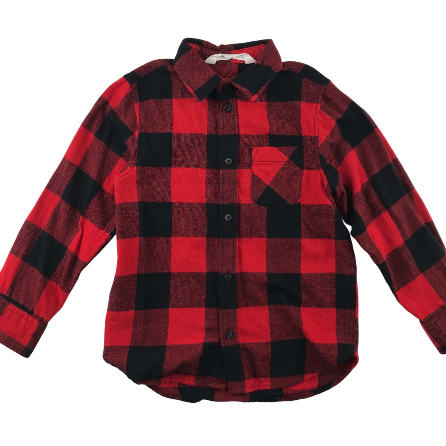 H&M Shirt 5-6 Years Red and Black Checked Button-Up Cotton