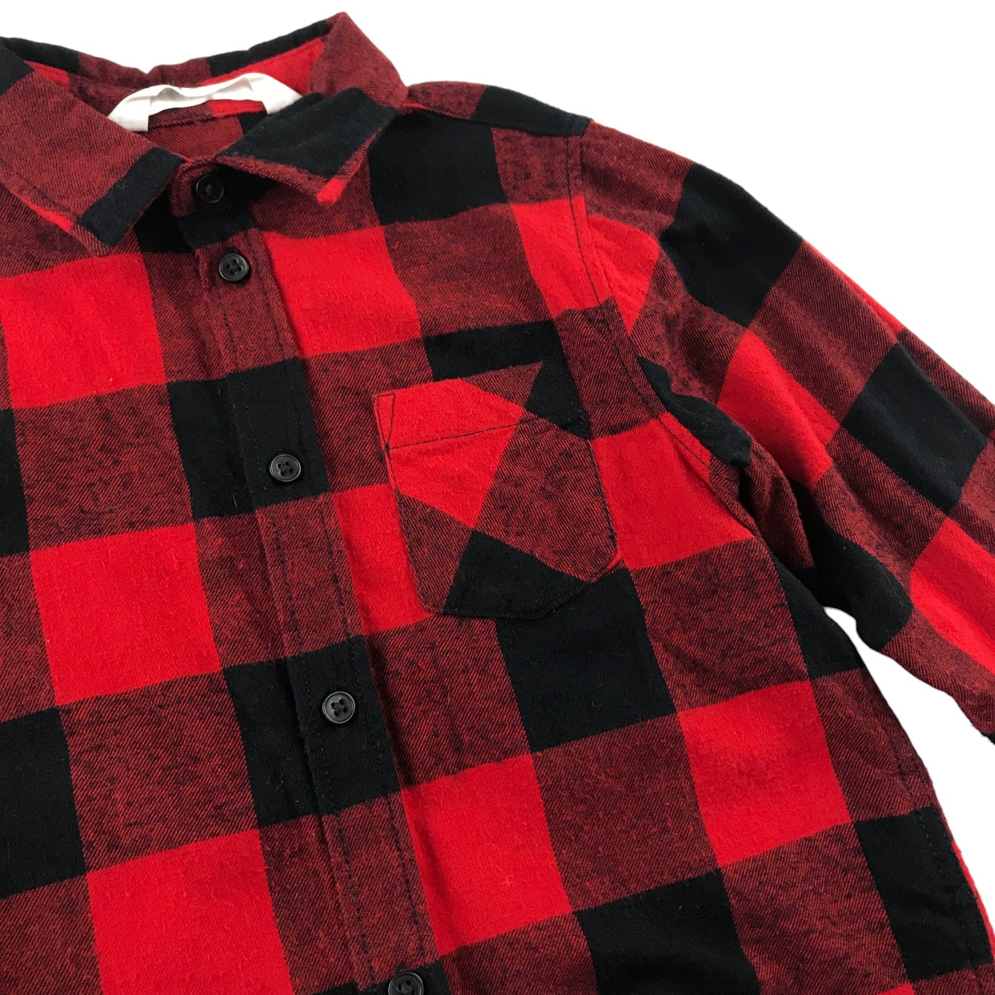 H&M Shirt 5-6 Years Red and Black Checked Button-Up Cotton