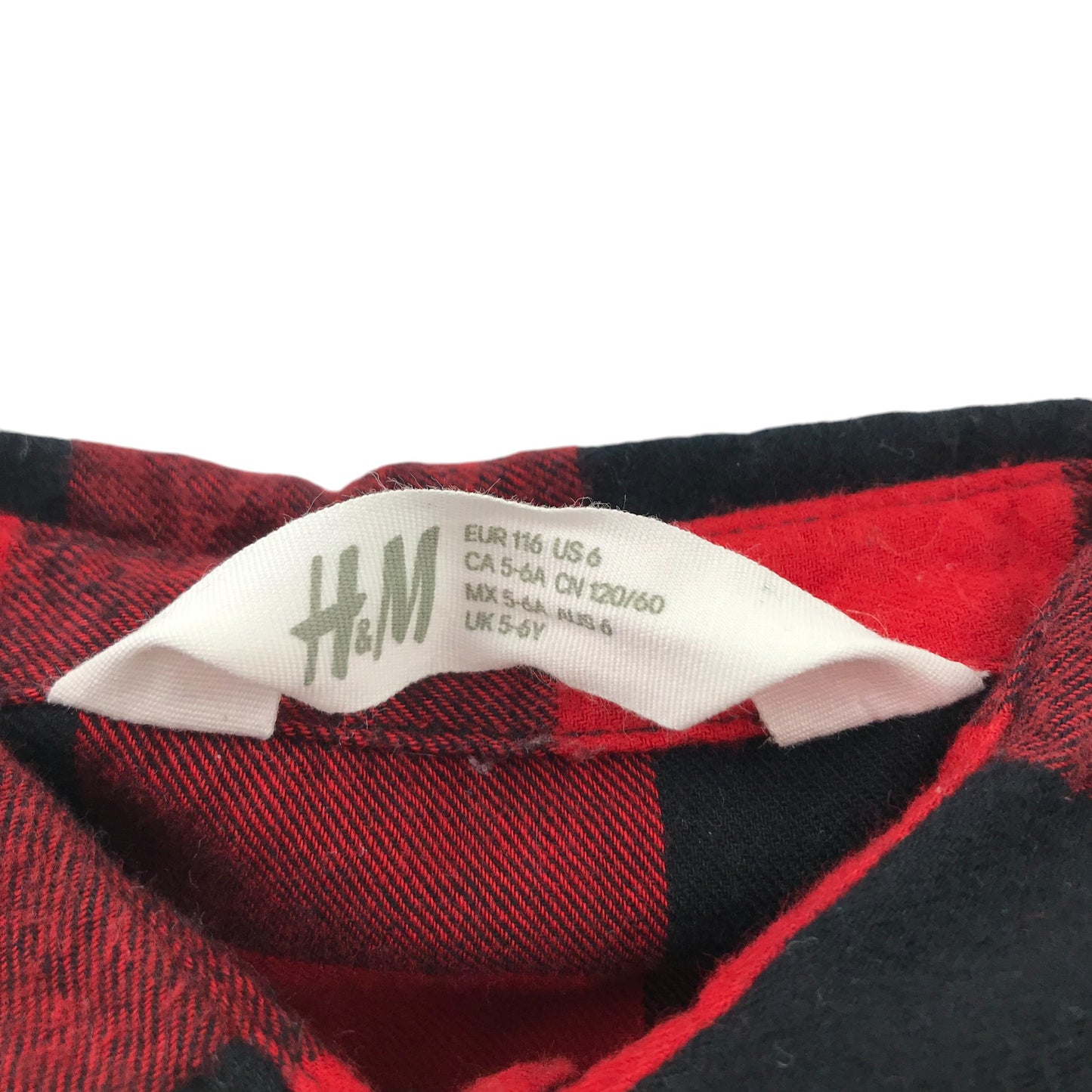 H&M Shirt 5-6 Years Red and Black Checked Button-Up Cotton