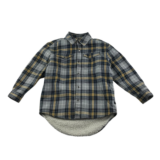 Next shirt 5-6 years grey with yellow checked pattern fluffy inside