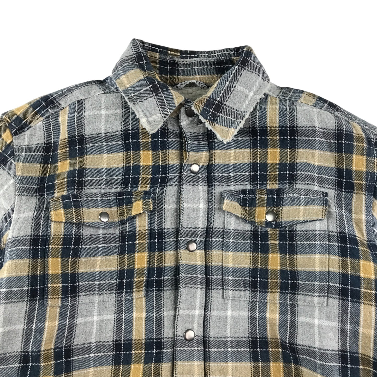 Next shirt 5-6 years grey with yellow checked pattern fluffy inside