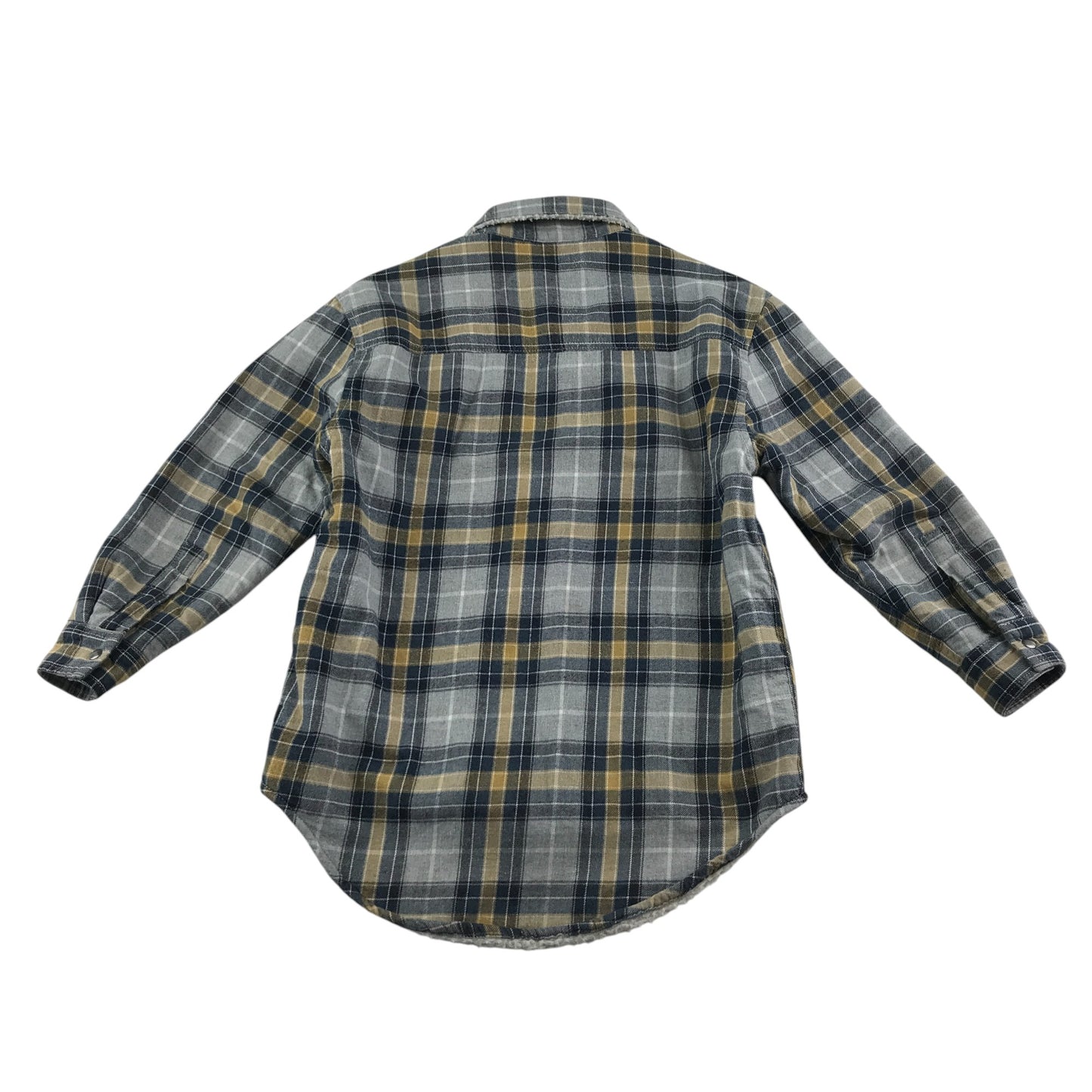 Next shirt 5-6 years grey with yellow checked pattern fluffy inside