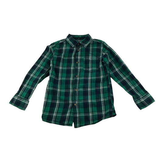 Primark shirt 6-7 years green with navy checked pattern cotton