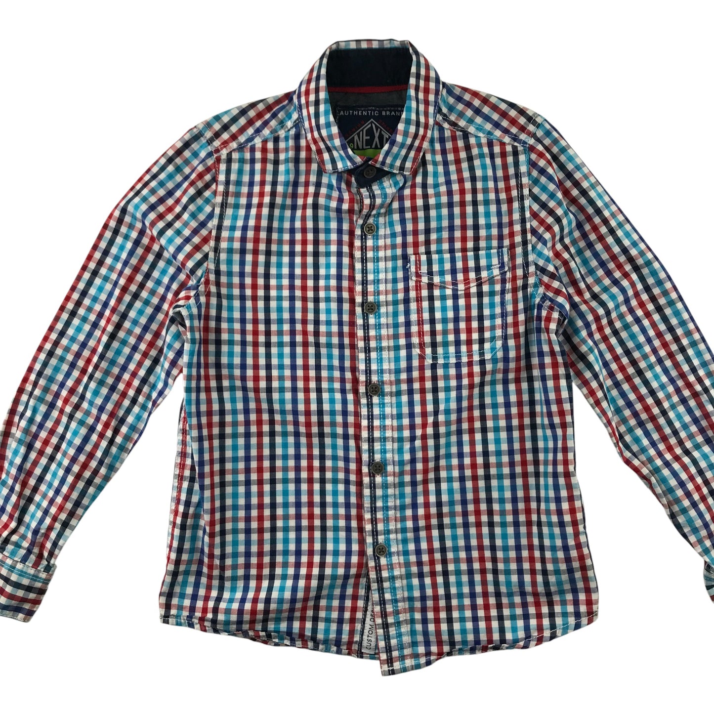 Next Shirt 5-6 Years Red and Blue Checked Button-Up Cotton