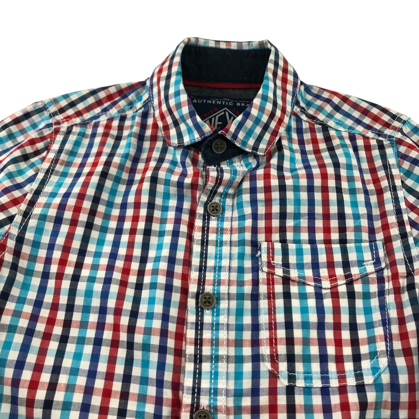 Next Shirt 5-6 Years Red and Blue Checked Button-Up Cotton