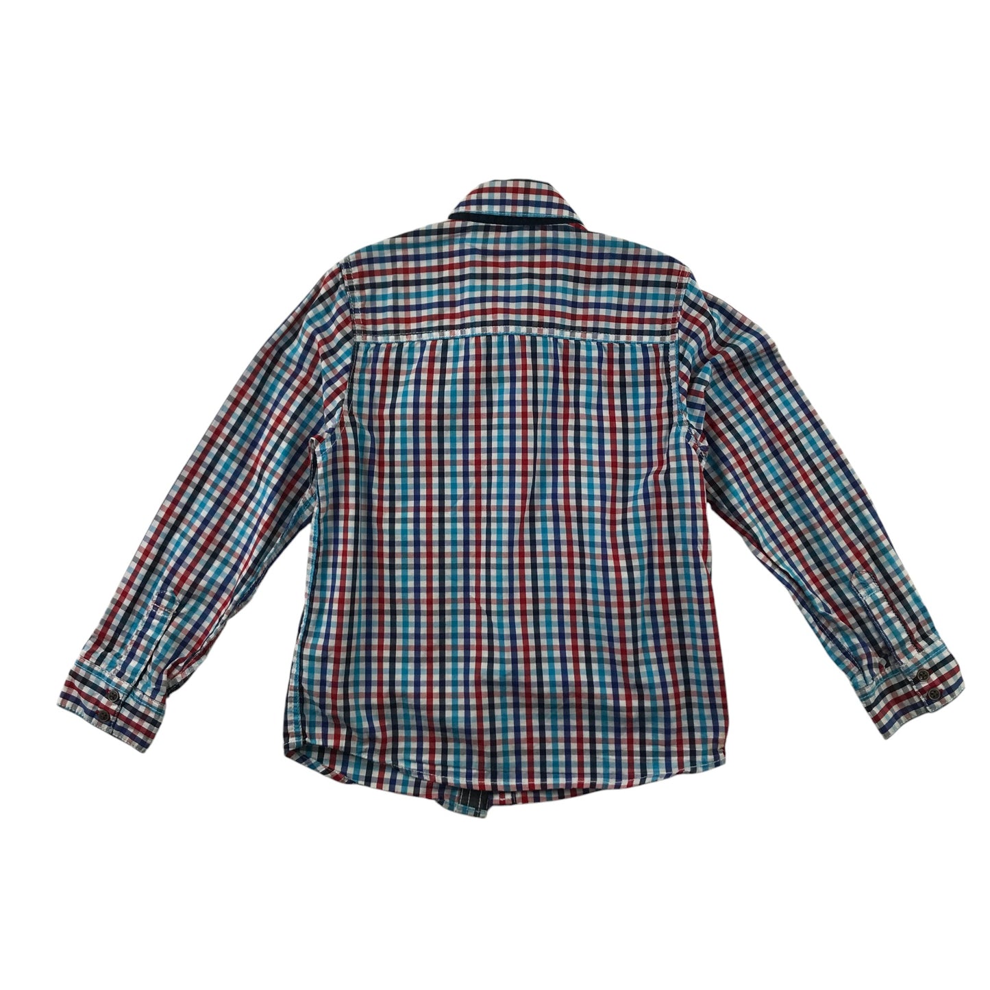 Next Shirt 5-6 Years Red and Blue Checked Button-Up Cotton