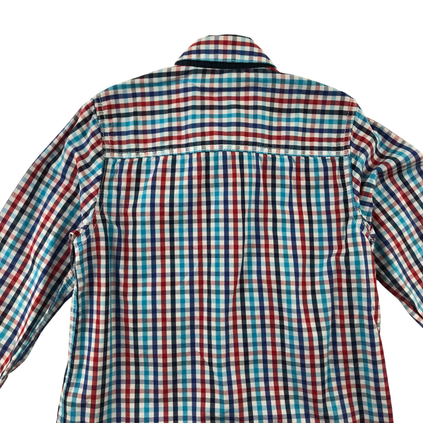 Next Shirt 5-6 Years Red and Blue Checked Button-Up Cotton