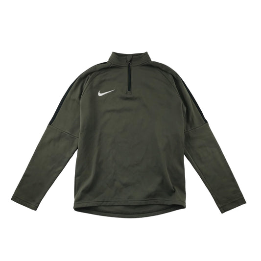 Nike Sports Sweatshirt Age 10 Khaki Green Half Zipper Pullover