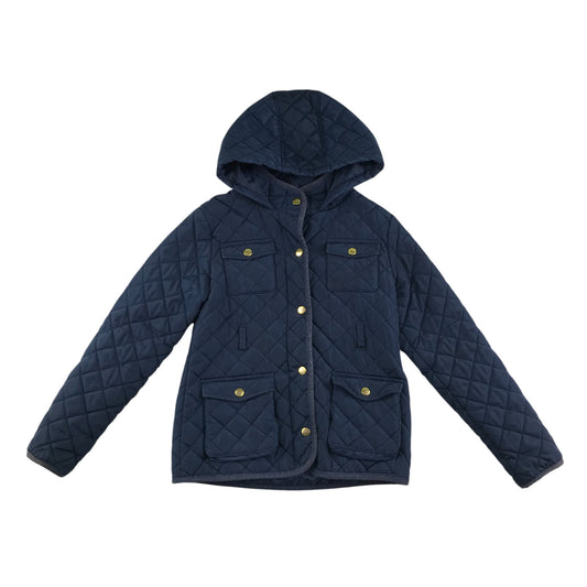 M&S jacket 9-10 years navy blue light quilted with hood