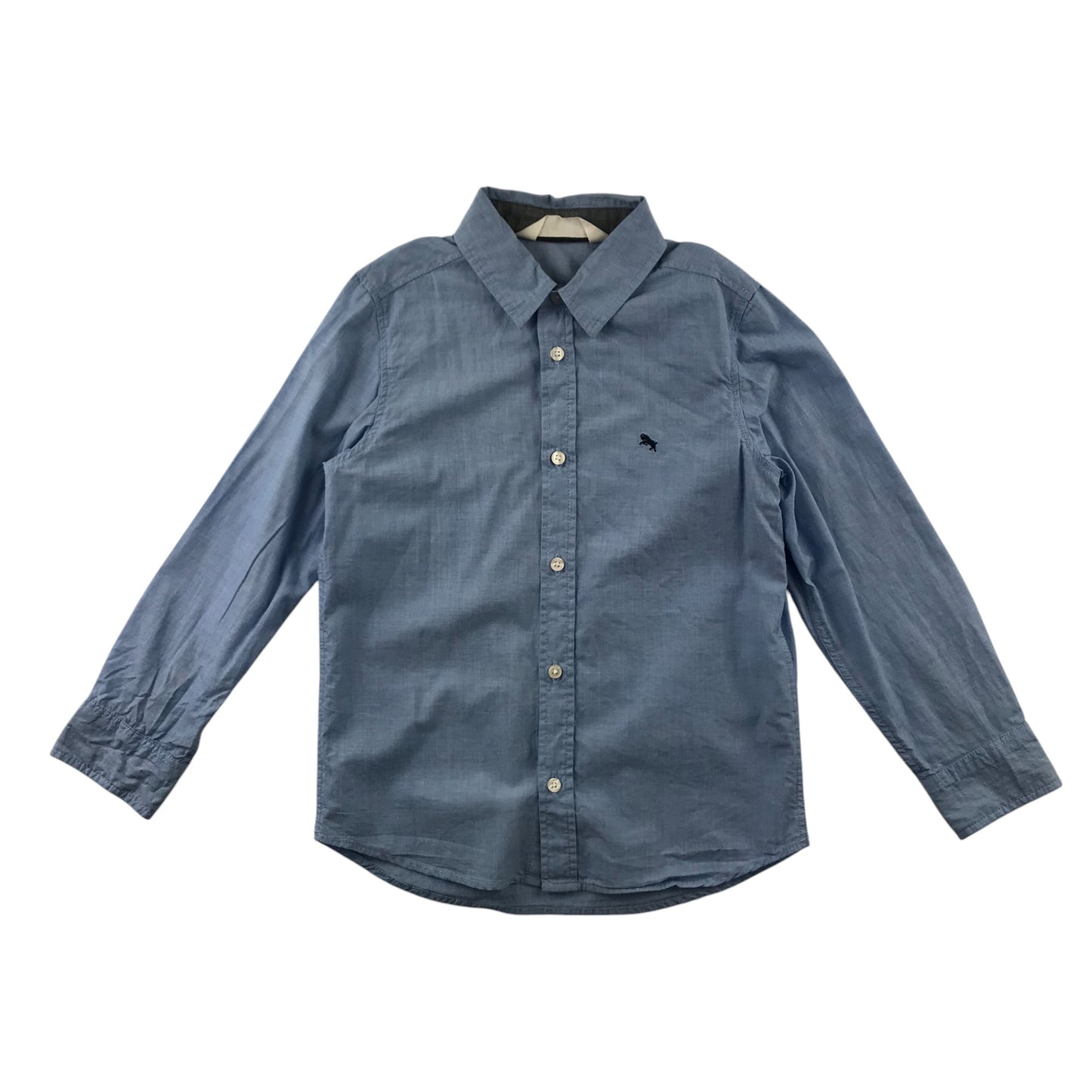 H&M Shirt 6-7 Years Blue Plain Button-Up Cotton