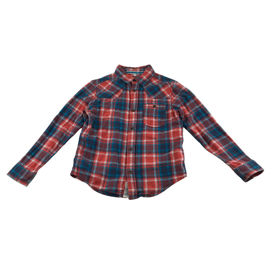 M&S shirt 9-10 years red and blue checked pattern cotton