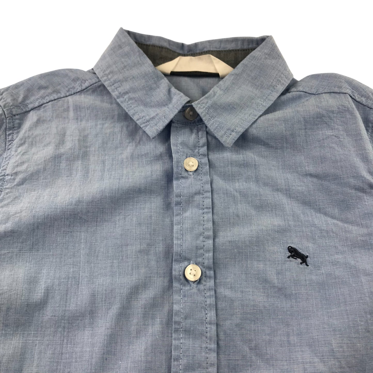 H&M Shirt 6-7 Years Blue Plain Button-Up Cotton