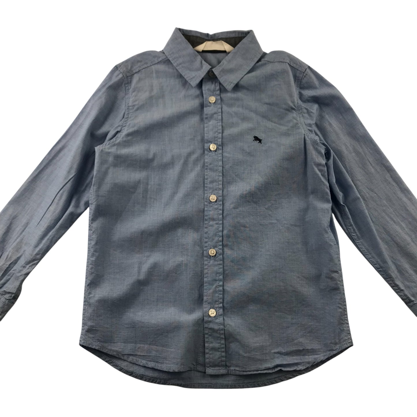 H&M Shirt 6-7 Years Blue Plain Button-Up Cotton