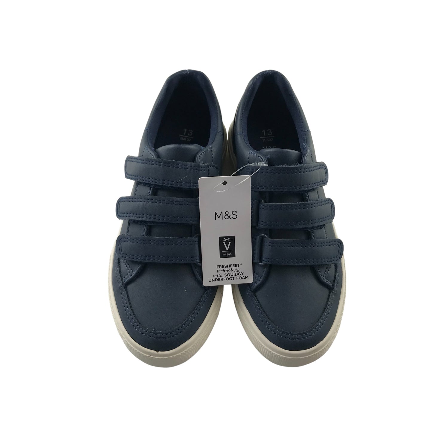 M&S trainers shoe size 13 junior navy blue vegan with straps