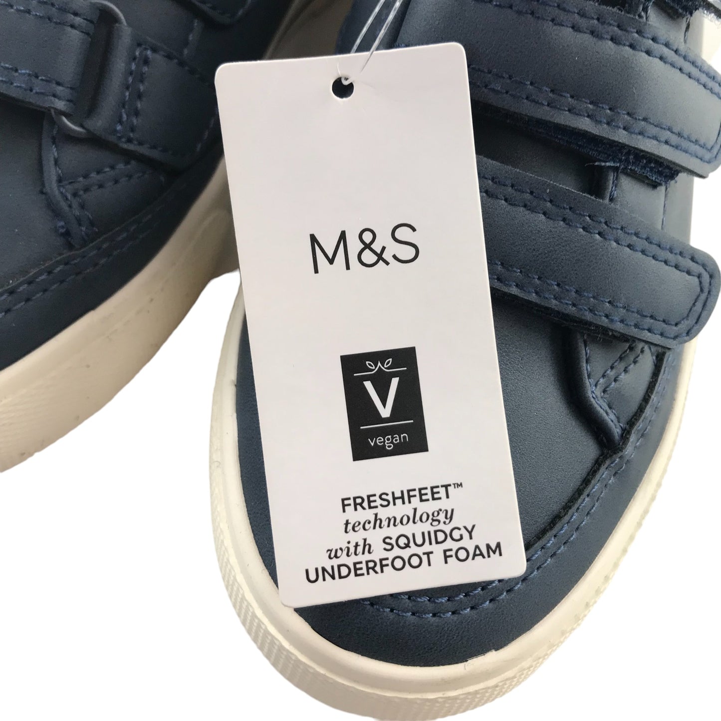 M&S trainers shoe size 13 junior navy blue vegan with straps