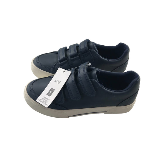 M&S trainers shoe size 13 junior navy blue vegan with straps