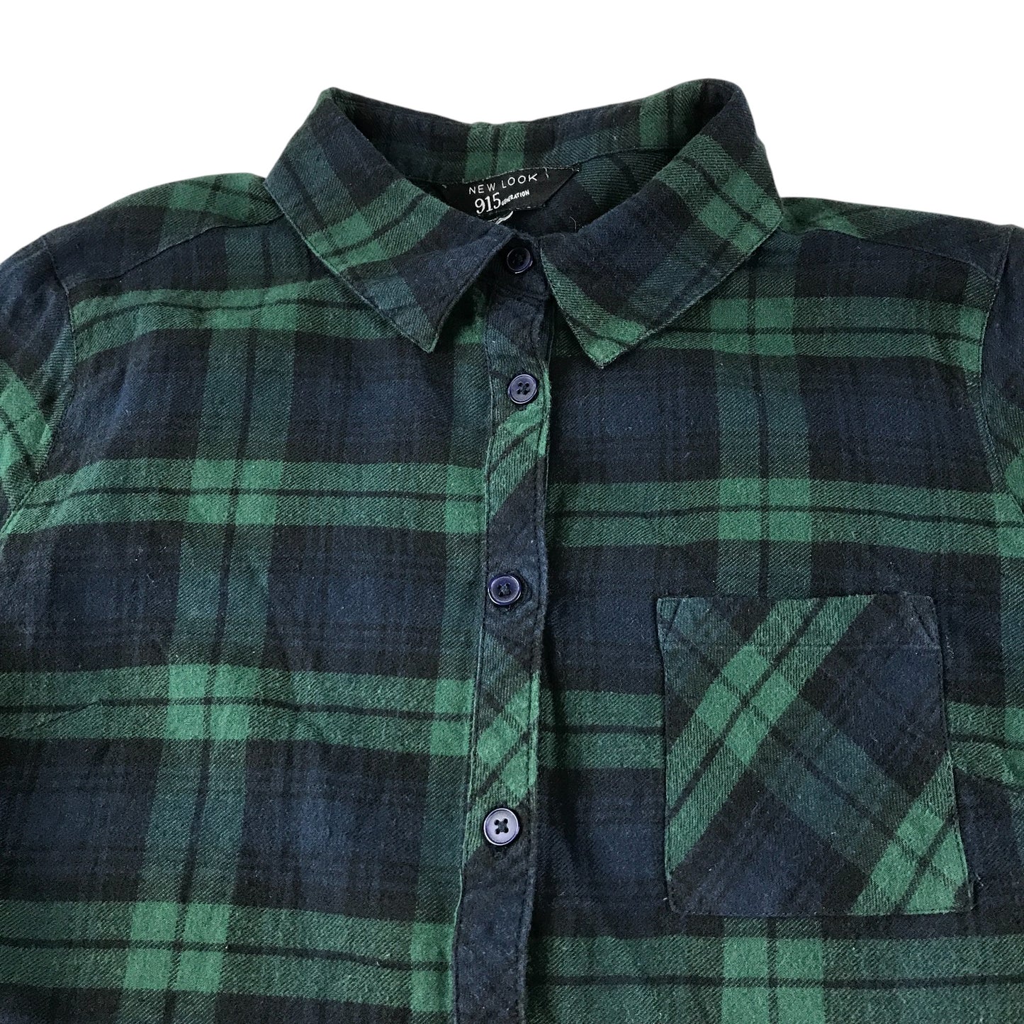 915 shirt 12-13 years green and navy checked pattern cotton