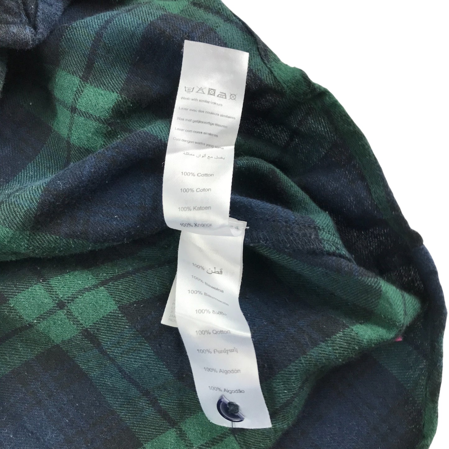 915 shirt 12-13 years green and navy checked pattern cotton