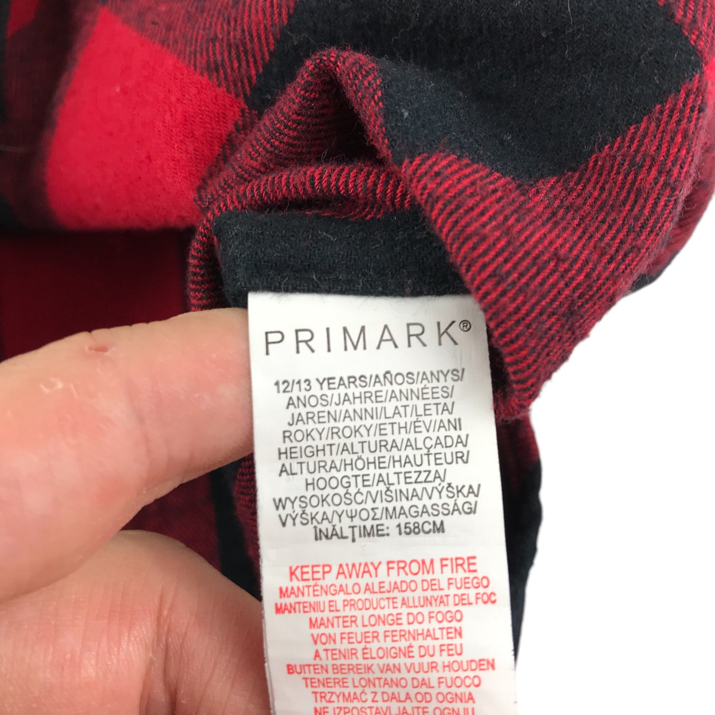 Primark shirt 12-13 years red and black checked pattern cotton